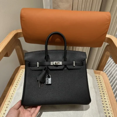 Hr - Birkin 25- Noir - Silver Hardware