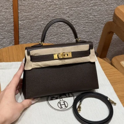 Hr - Mini Kelly II - Chocolate - Gold Hardware
