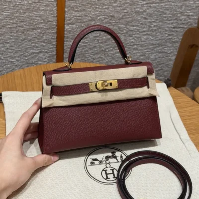 Hr - Mini Kelly II - Rouge H - Gold Hardware