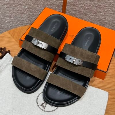 Hermxs - Jackson sandals in Vert Toundra