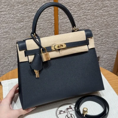 Hr - Kelly 25- Blue Nuit - Gold Hardware