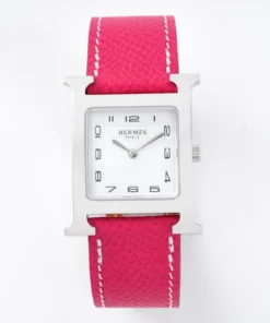 Heure H Small Silver Case Pink Strap