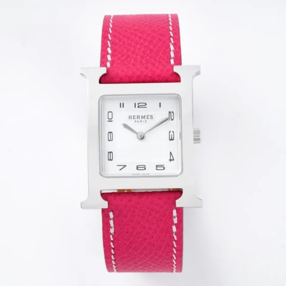 Heure H Silver Case Pink Strap