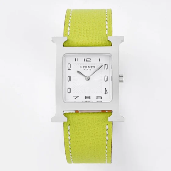 Heure H Silver Case Lime Strap