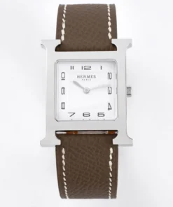 Heure H Small Silver Case Etoupe Strap