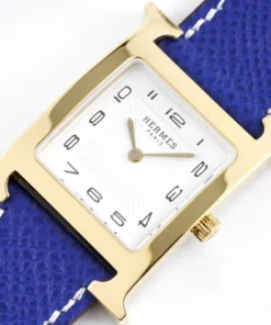 Alternative view of Heure H Small Gold Case Blue Strap