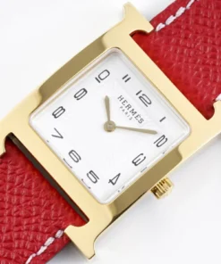 Alternative view of Heure H Small Gold Case Red Strap