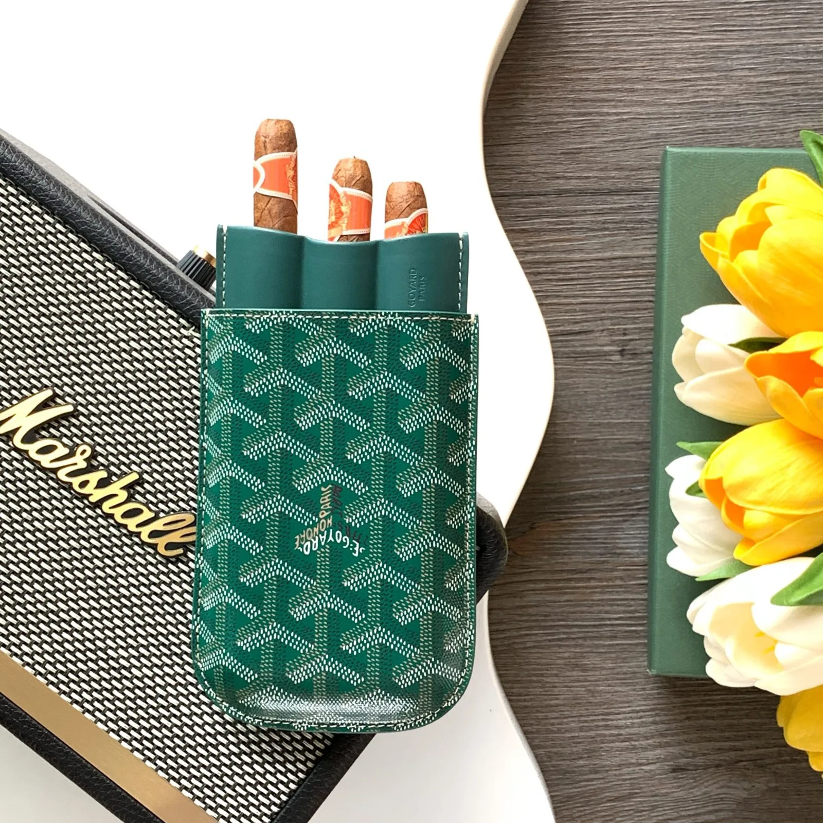 Churchill 3 Cigar Case - Green - Image 3