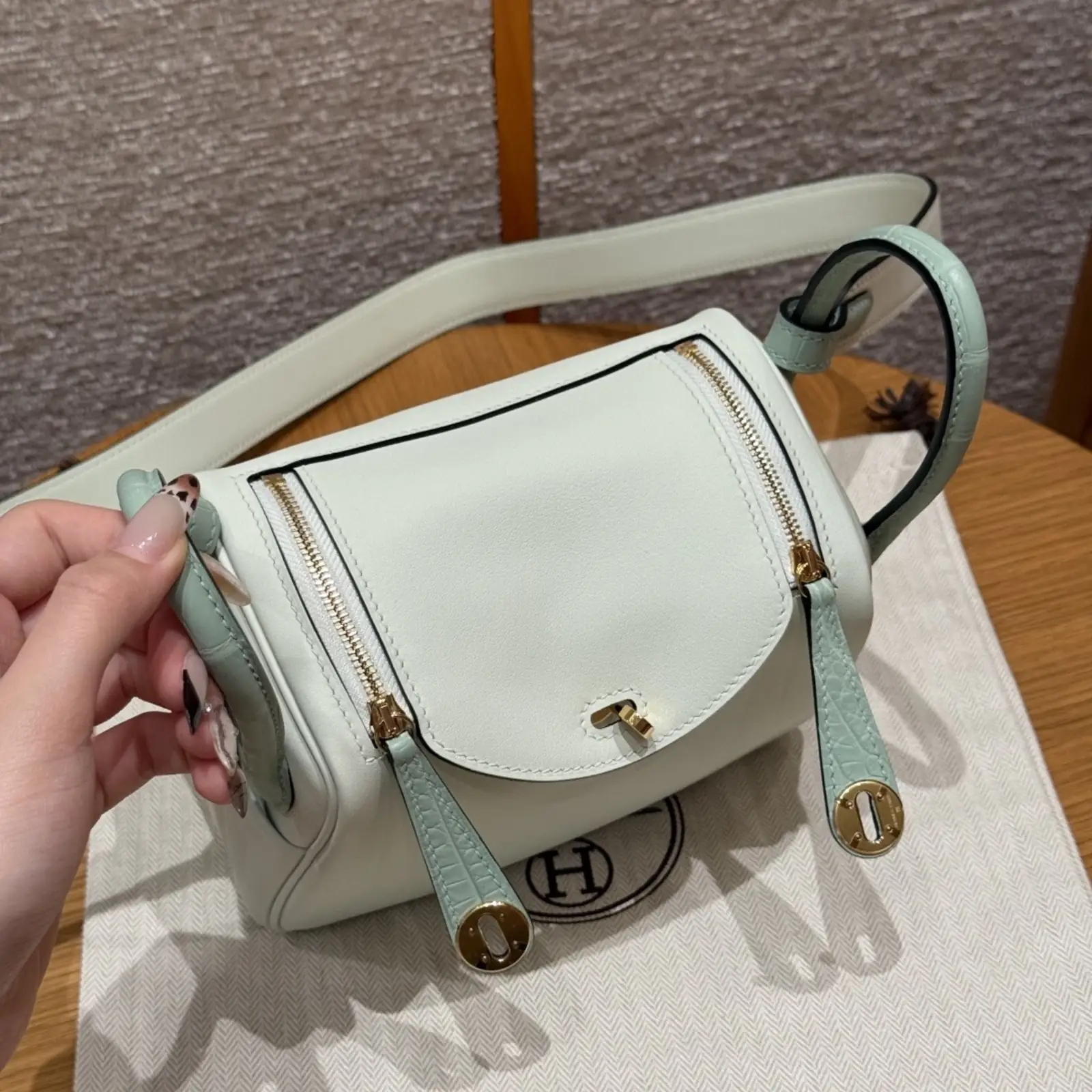 Mini Lindy Vert Fizz Matte Alligator - Image 7