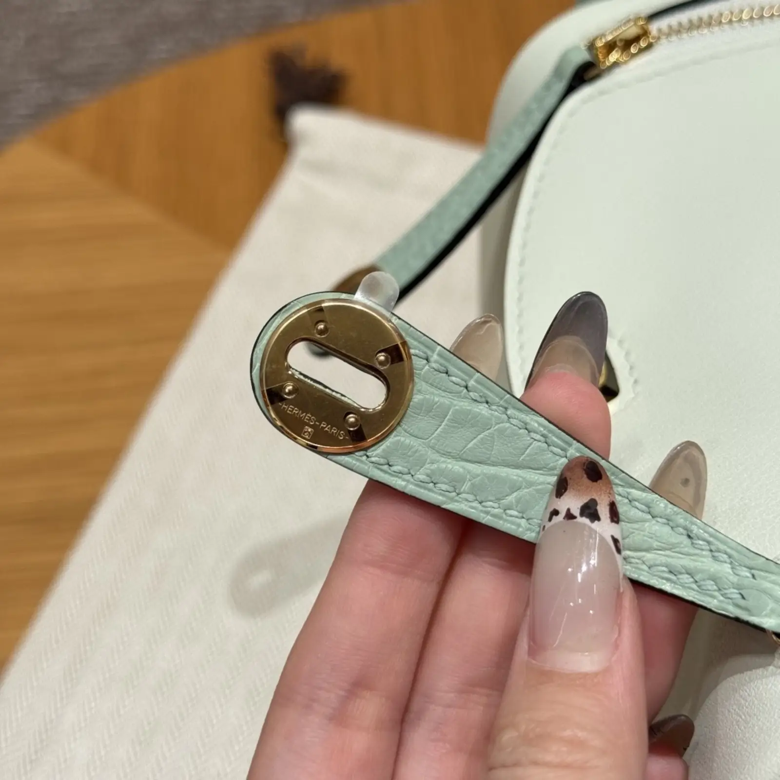 Mini Lindy Vert Fizz Matte Alligator - Image 9