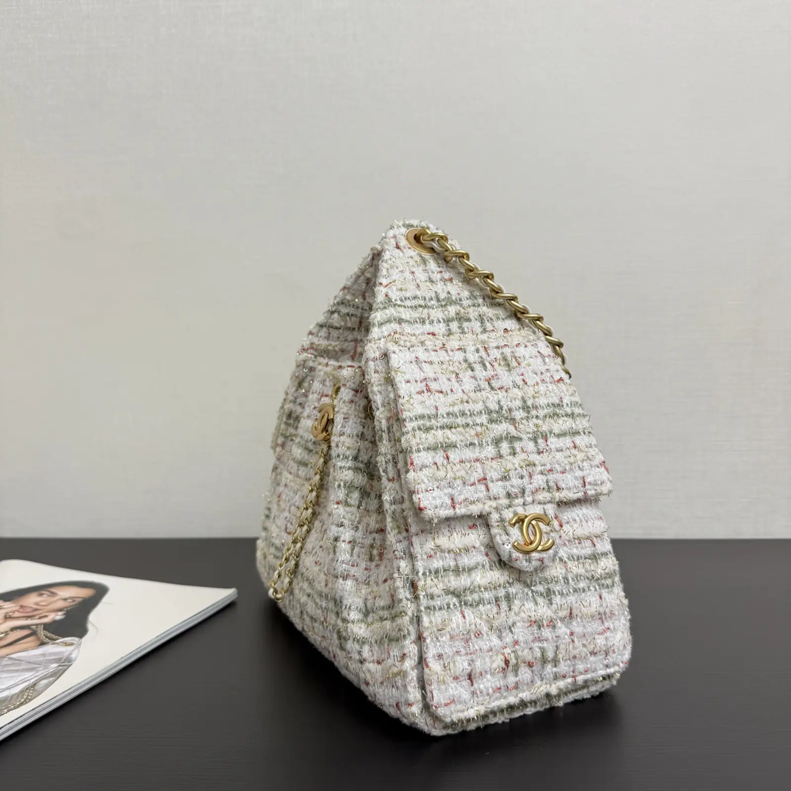 CH 25 Small Wool Tweed Handbag - Image 2