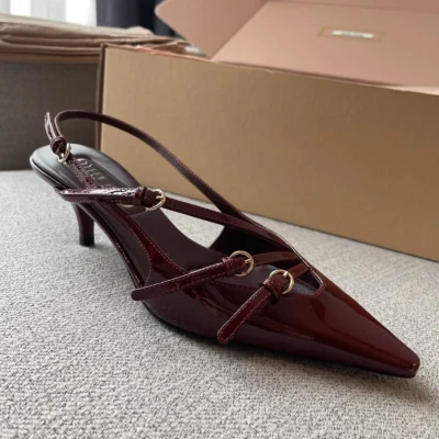 MiuM - Burgundy Buckle Slingback