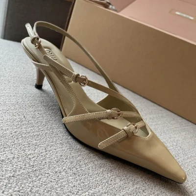 MiuM - Beige Buckle Slingback