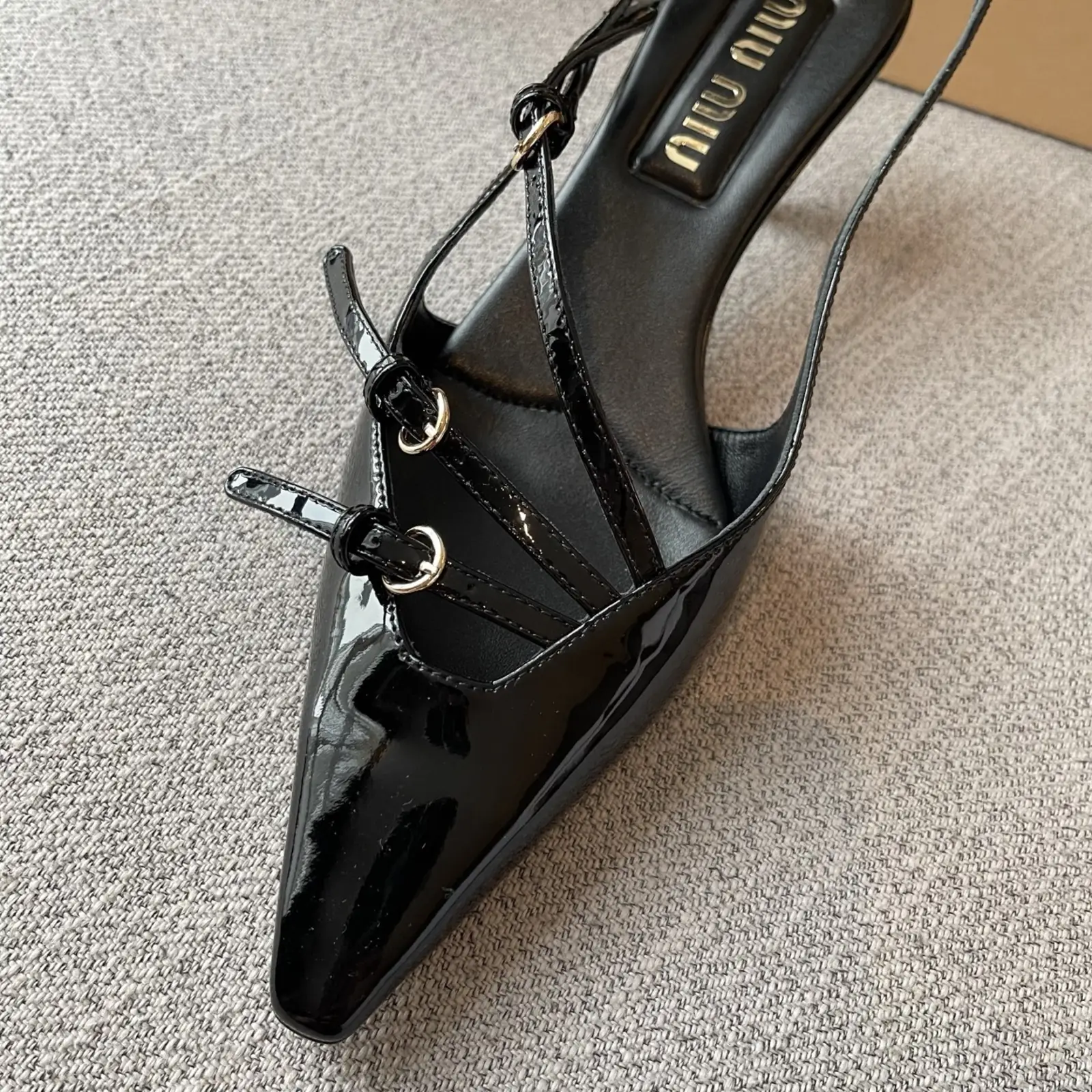 MiuM - Black Buckle Slingback - Image 2