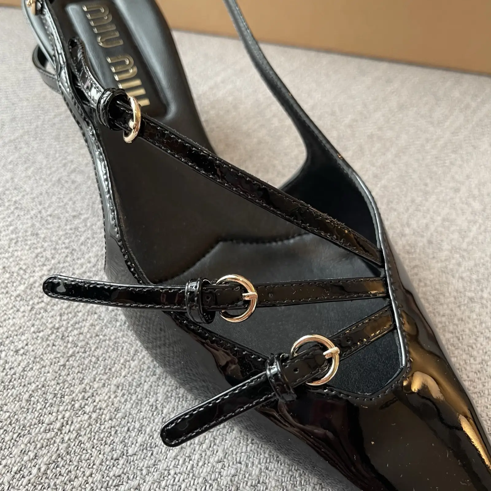 MiuM - Black Buckle Slingback - Image 4