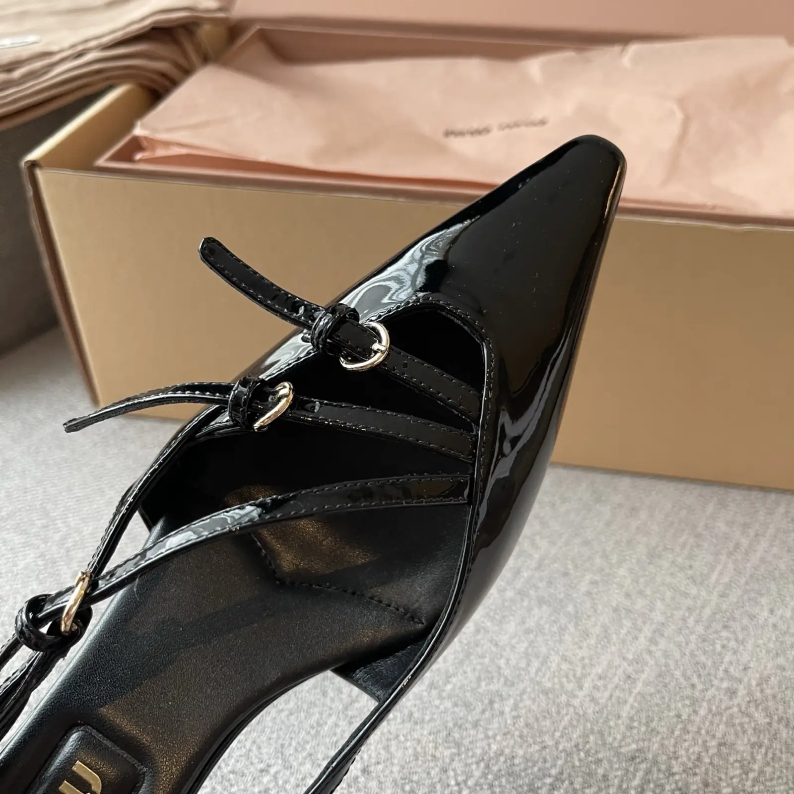 MiuM - Black Buckle Slingback - Image 5